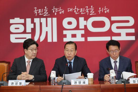 국민의힘 권영세 비상대책위원장이 1일 국회에서 열린 비상대책위원회의에서 발언하고 있다. 연합뉴스