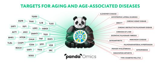 인실리코메디슨이 자사의 AI 플랫폼 판다오믹스로 노화 관련 질병과 관련 유전자를 분석한 결과를 시각화한 자료. 인실리코메디슨 제공
