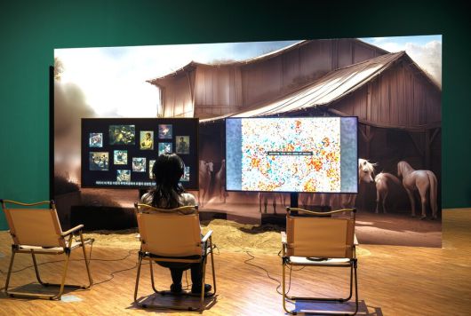 싱가포르의 미디어 아티스트이자 연구자인 호 루이 안의 영상 설치 작품 ‘역사의 형상들과 지능의 토대’(2024). 코리아나미술관 제공