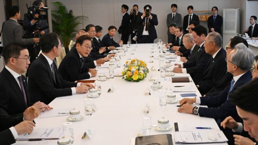 이재명 대통령이 13일 서울 용산 대통령실청사에서 열린 6경제단체와 기업인 간담회에서 발언을 하고 있다. 대통령실사진기자단