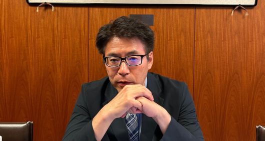 지난 4일 나카토 사치오 리츠메이칸대 교수(국제관계학)가 한겨레와 인터뷰하고 있다.