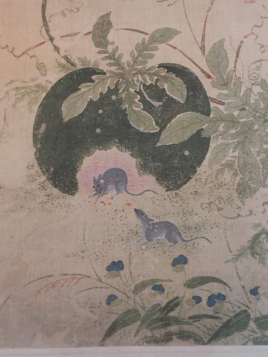 겸재의 고양이 그림 ‘추일한묘’와 쌍을 이루는 것으로 밝혀진 ‘서과투서’의 일부분. 들쥐들이 수박 열매를 갉아먹는 모습이다. 노형석 기자