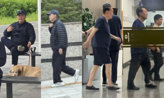 3월8일 석방된 뒤 곳곳에서 포착된 윤석열 전 대통령. 온라인 커뮤니티 갈무리, 엑스 갈무리, 한국일보 제공, 엑스 갈무리