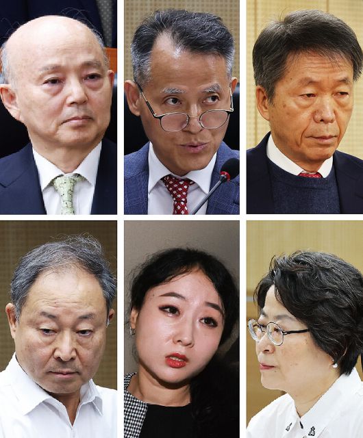 지난 2월10일 윤석열 방어권 보장 안건에 찬성했던 인권위원들. 위 왼쪽부터 시계방향으로 안창호 위원장, 이충상·김용원 상임위원, 강정혜·이한별·한석훈 위원. 이충상 전 상임위원만 3월1일 사직했고, 나머지는 현직에 있으며 인권위원 다수를 점하고 있다. 김영원 기자 forever@hani.co.kr, 신소영 기자 viator@hani.co.kr, 정용일 선임기자 yongil@hani.co.kr