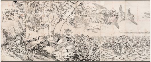 김은호의 ‘백학도’ 초본. 후손들이 수년 전 김은호의 유품 속에서 찾아낸 것으로 전시에서 처음 공개된다. 국립고궁박물관 제공