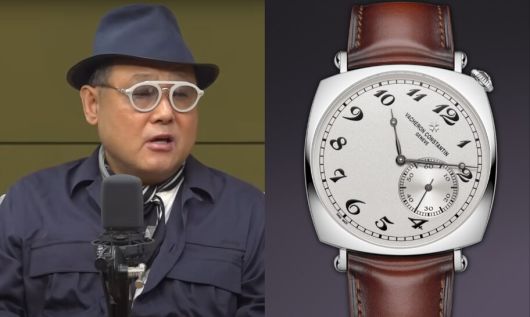 14일 시비에스(CBS) 라디오에 출연한 서성빈씨(왼쪽)와 김건희 여사에게 건넨 것으로 알려진 시계 모델. 시비에스 김현정의 뉴스쇼 유튜브, 바쉐론 콘스탄틴 누리집 갈무리