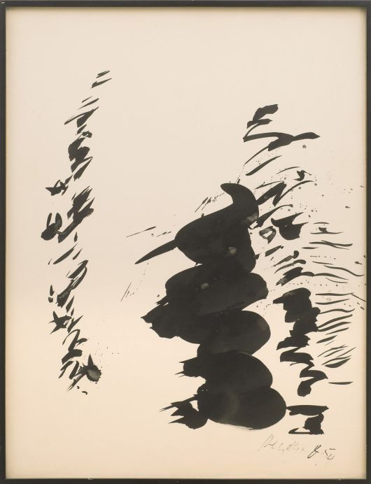 전남도립미술관의 기획전 ‘블랙 앤 블랙’에 나온 프랑스 작가 장 드고텍스의 검은 톤 추상회화 ‘무제’(1954). 전남도립미술관 제공