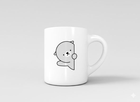 나노바나나로 한겨레 캐릭터 겨리와 머그컵을 합성해 생성한 이미지