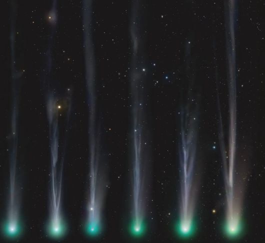 9월25일(맨왼쪽)부터 10월4일(맨오른쪽)까지 미국 텍사스에서 촬영한 레몬 혜성. 혜성이 태양에 가까워질수록 꼬리가 커지는 걸 확인할 수 있다. Victor Sabet and Julien De Winter(www.instagram.com/dwj85/)