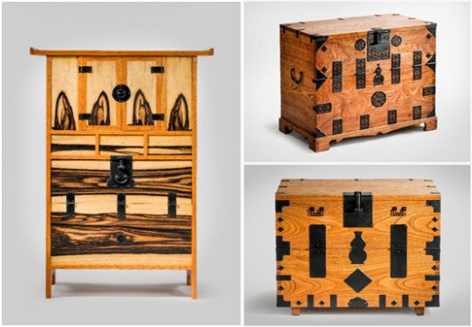 인간문화재 소목장 박명배 ‘나무결에 길상을 새긴 예술, 한국의 반닫이’에서 만날 수 있는 다양한 반닫이.