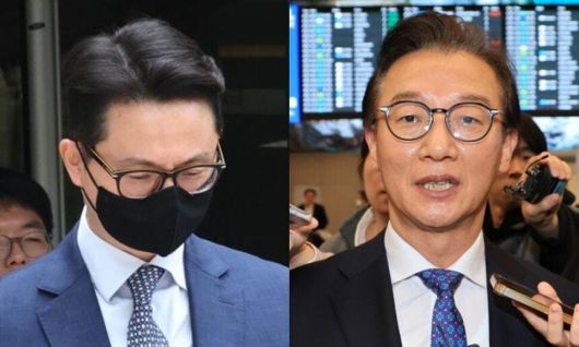 윤영호 전 통일교 세계본부장, 전재수 해양수산부 장관. 윤운식 선임기자 yws@hani.co.kr, 공동취재사진