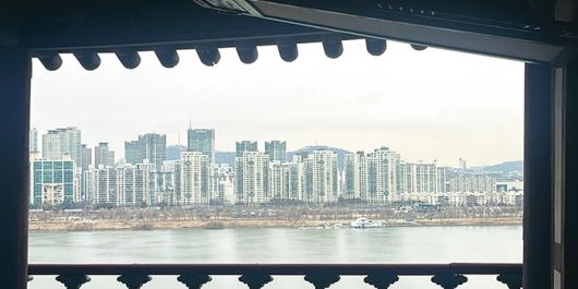 효사정 정면에서 바라본 이촌동 모습.