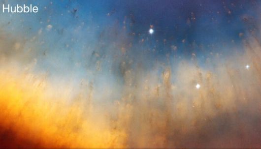 제임스웹우주망원경으로 촬영한 영역과 같은 곳을 허블우주망원경으로 촬영한 사진. 미국항공우주국 제공