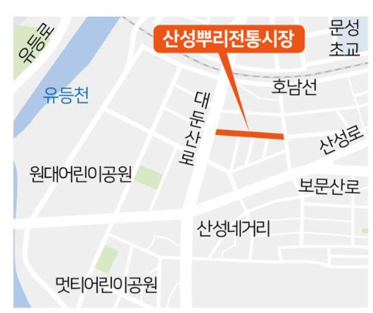 산성뿌리전통시장 위치도