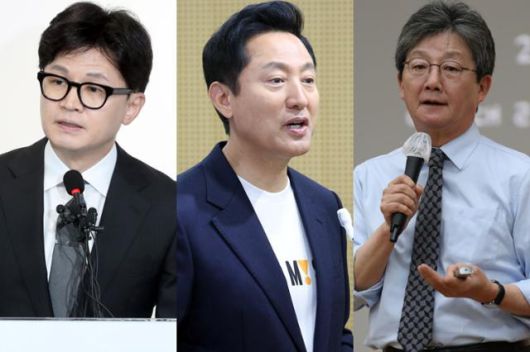 한동훈(왼쪽 사진부터) 전 국민의힘 대표와 오세훈 서울시장, 유승민 전 의원. 뉴시스·뉴스1