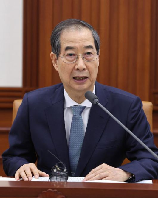 한덕수 대통령 권한대행 국무총리가 10일 서울 종로구 정부서울청사에서 열린 국정현안관계장관회의에서 모두발언을 하고 있다. 왕태석 선임기자