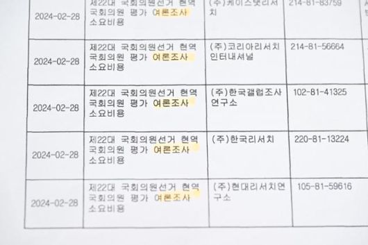 본보가 정보공개 청구를 통해 양당 회계 자료를 분석해 보니 여론조사 경선과 현역 국회의원 평가 여론조사에 소요되는 비용이 현안 여론조사 보다 많았다. 최주연 기자