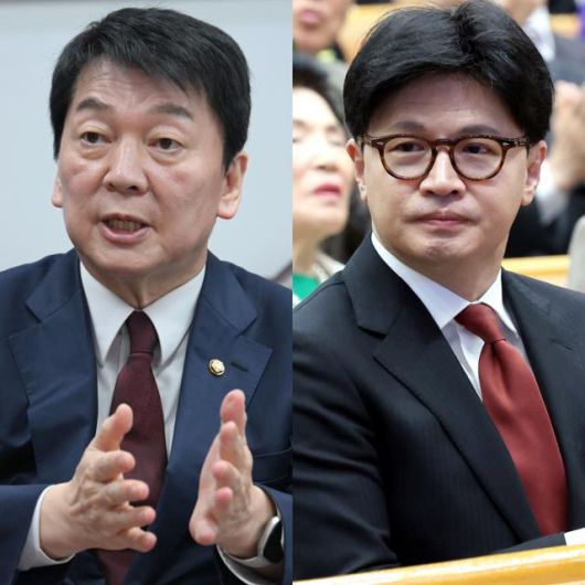 안철수(왼쪽) 국민의힘 의원과 한동훈 전 대표. 한국일보 자료사진·뉴시스