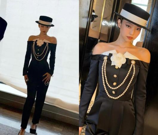 제니는 올해 멧 갈라에서 자신이 앰버서더로 활동 중인 C사의 블랙 정장 팬츠와 새틴 점프수트를 매치해 유니크한 매력을 뽐냈다. 제니 SNS