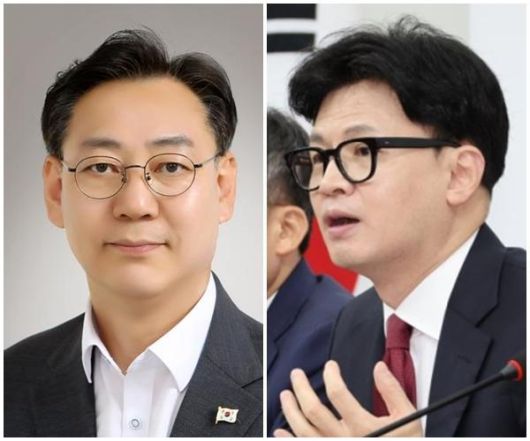 김대남(왼쪽 사진) 전 대통령실 행정관과 한동훈 전 국민의힘 대표. 연합뉴스