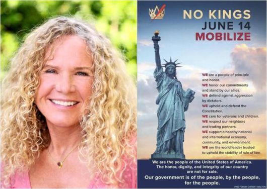 미국 월마트가의 며느리인 크리스티 월턴(왼쪽 사진)과 그가 8일 뉴욕타임스(NYT)에 낸 '반(反)트럼프' 전면 광고. Innovaciones Alumbra 홈페이지·페이스북 캡처