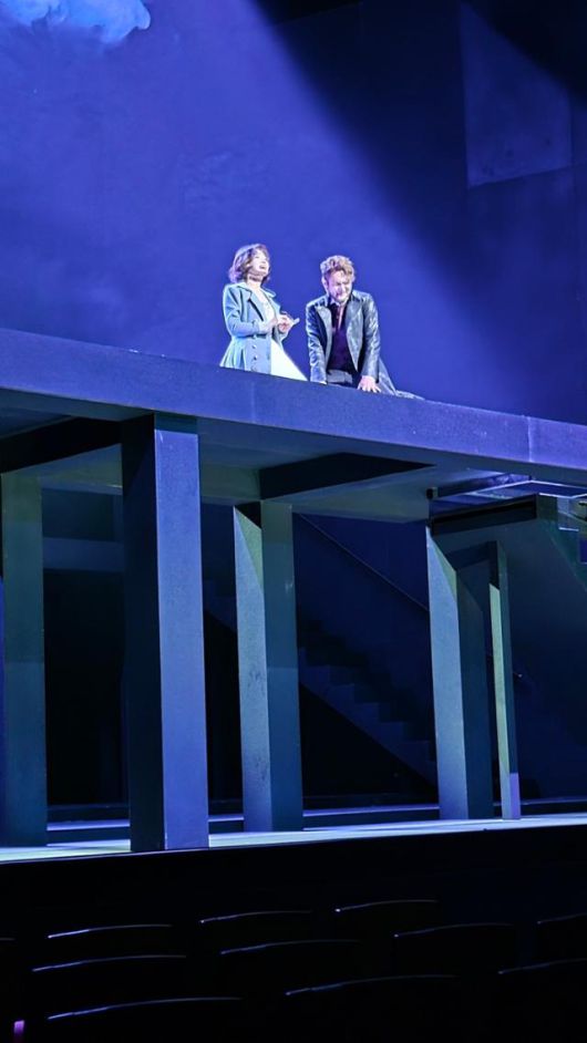 지난해 예술의전당 제작 연극 '햄릿'은 일부 장면에서 리프트 장치를 활용했다. 이은조(오필리아 역)와 백석광(레어티즈 역)이 출연한 한 장면. 예술의전당 제공지난해 예술의전당 제작 연극 '햄릿'은 일부 장면에서 리프트 장치를 활용했다. 이은조(오필리아 역)와 백석광(레어티즈 역)이 출연한 한 장면. 예술의전당 제공