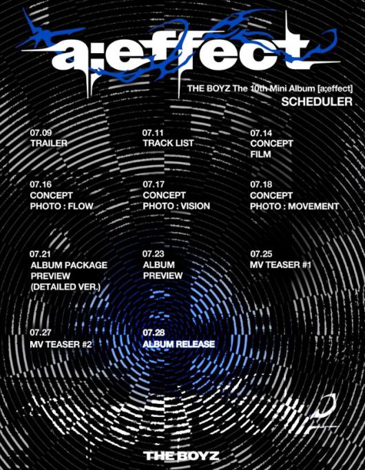 공개된 이미지에 따르면 더보이즈는 오는 9일 트레일러를 시작으로, 트랙 리스트, 콘셉트 필름과 포토 3종, 패키지 및 앨범 프리뷰를 비롯해 뮤직비디오 티저 2종까지 다양한 콘텐츠 공개를 이어간다. 원헌드레드 제공
