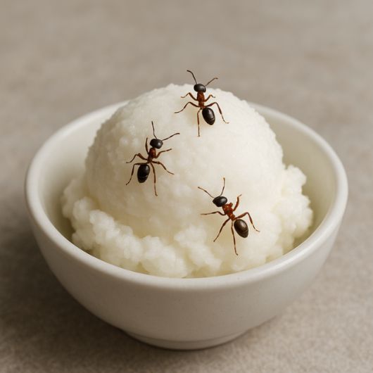 개미가 얹어진 디저트의 모습을 인공지능(AI)으로 생성한 이미지. 챗GPT 이미지 생성