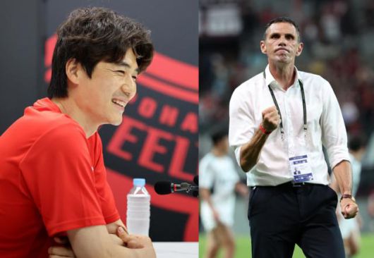19일 포항스틸러스에서 데뷔전을 가지는 기성용(왼쪽)과 그의 옛 스승이자 전북현대 수장인 거스 포옛 감독. 뉴시스
