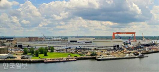16일 미국 펜실베이니아주 필라델피아에 있는 한화 필리조선소(한화필리십야드)의 전경. 필라델피아=권경성 특파원