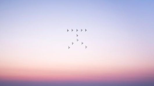 날아 오르는 비둘기의 모습을 ㅈ 형태로 배열한 작품. 문선희 작가 제공