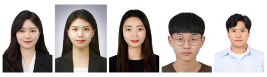 박지은(왼쪽부터) 한국공학대 융합기술에너지대학원 교수, 서울대 나금비 박사과정과 이경아 박사, 한국공학대 융합기술에너지대학원 기민석 석사과정과 생명화학공학과 이대현 학사과정. 한국공학대 제공