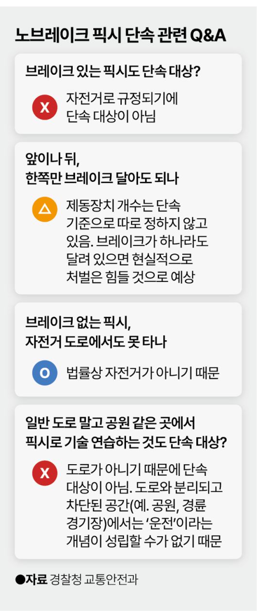 노브레이크 픽시 단속 관련 QA. 그래픽=박종범 기자