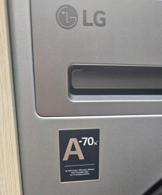 유럽 에너지 효율 등급 7단계 중 최고인 A등급보다 에너지를 70% 절감하는 LG전자 세탁기. 뉴시스