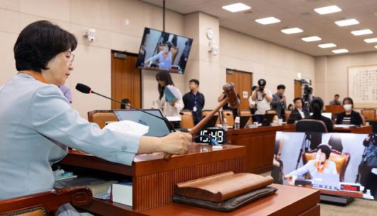 지난달 30일 국회에서 열린 제429회국회(정기회) 법제사법위원회 제7차 전체회의에서 추미애 위원장이 대법원 현장 국정감사 안건을 의결하고 있다. 뉴스1