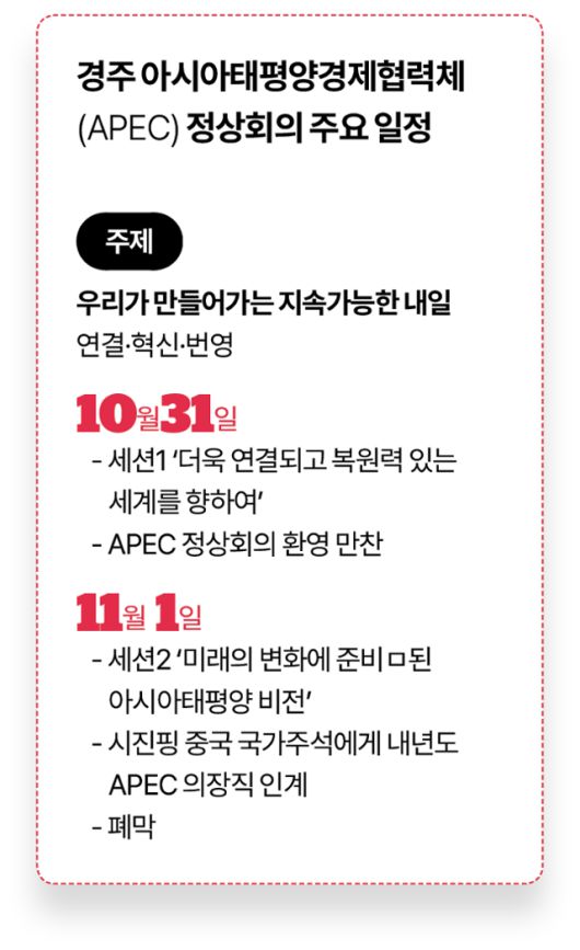 APEC 정상회의 주요 일정. 그래픽=김대훈 기자