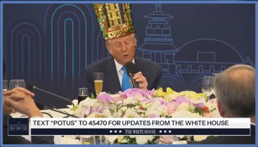 미국 ABC방송 '지미 키멀 라이브'에 등장한 도널드 트럼프 미 대통령의 '신라 금관' 합성 영상. 인공지능(AI)으로 제작된 영상이다. 유튜브 영상 캡처