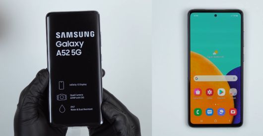 갤럭시A52 추정 기기 [출처=유튜브 채널 ‘모바일 에스테틱(Moboaesthetics)’]