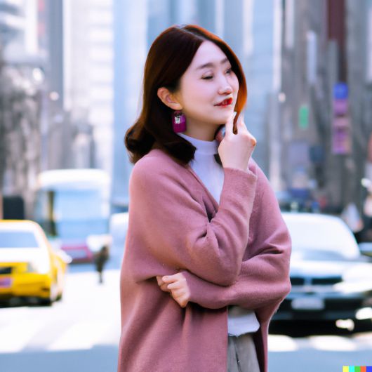 달리2로 생성한 ‘강남거리를 걷는 한국 여성’ 이미지. 박혜림 기자