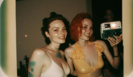 생성 AI 프로그램 ‘미드저니’로 생성한 하우스파티를 즐기는 여성들 이미지. [트위터 @mileszim 캡처]