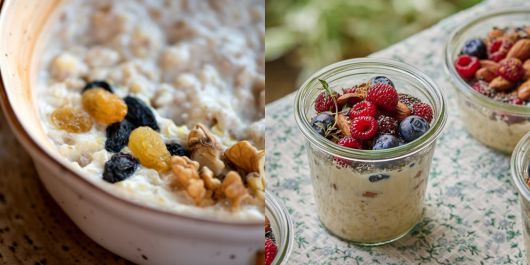 각종 과일을 올린 ‘오버나이트 오트밀’ [123RF·우리의 식탁 제공]