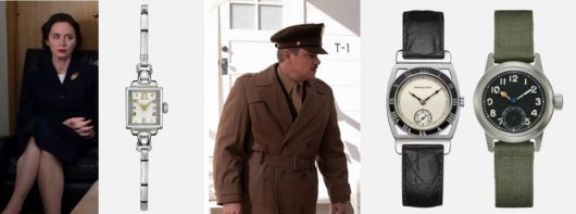 키티 오펜하이머 역의 에밀리 블런트가 착용한 ‘레이디 해밀턴 A-2’와 레슬리 그로브스 주니어 중장 역의 맷 데이먼이 착용한 ‘파이핑 록’, ‘밀리터리 오드넌스’ 모델. [파라마운트 픽쳐스ⓒ] [Hamilton ⓒ]