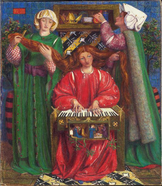 단테 가브리엘 로제티, 크리스마스 캐럴, 1857~1858, 캔버스에 유채, 34.3x29.7cm, 포그 미술관