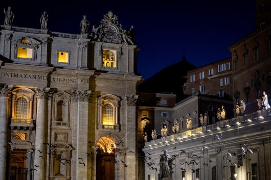 6일 바티칸에서 차기 교황 선출을 위한 콘클라베를 앞두고 새들이 성 베드로 광장을 날아다니고 있다. [로이터]