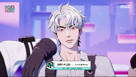 지상파 음악방송에 버츄얼 아이돌 ‘플레이브’가 출연한 모습. [MBC 유튜브 갈무리]