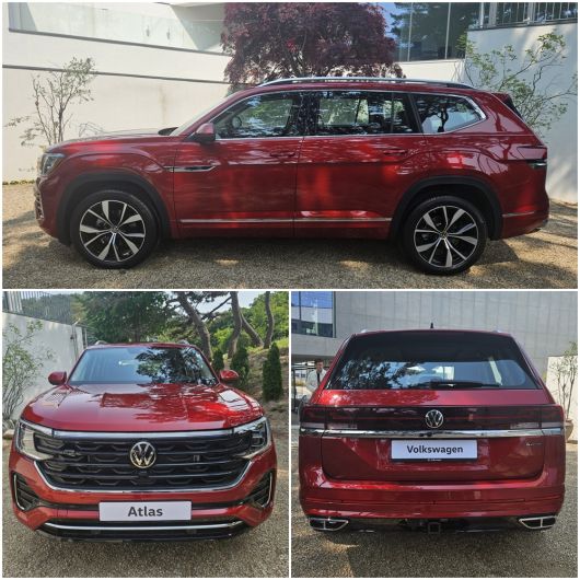 폭스바겐 ‘더 뉴 아틀라스’ 측면(위쪽부터 시계방향), 후면, 전면 디자인. 서재근 기자