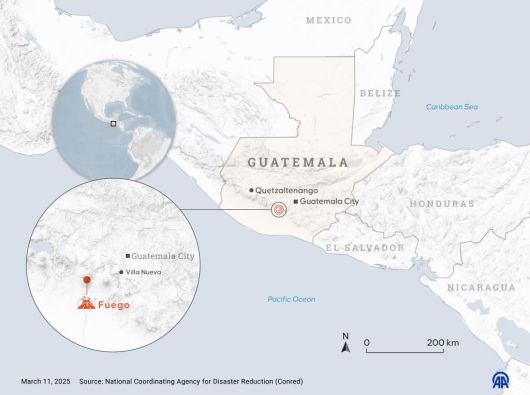 과테말라 푸에고 화산 위치도 [게티이미지]