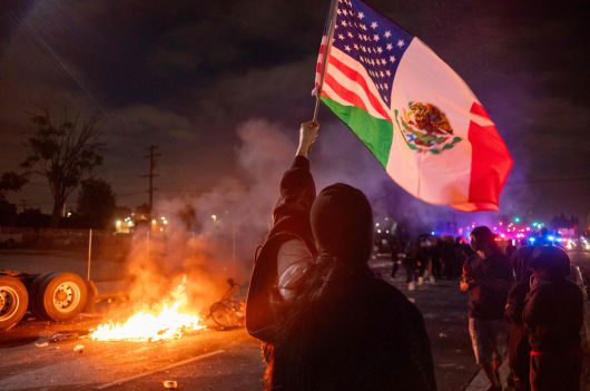 불법이민자 단속 반대시위 현장.[AFP]