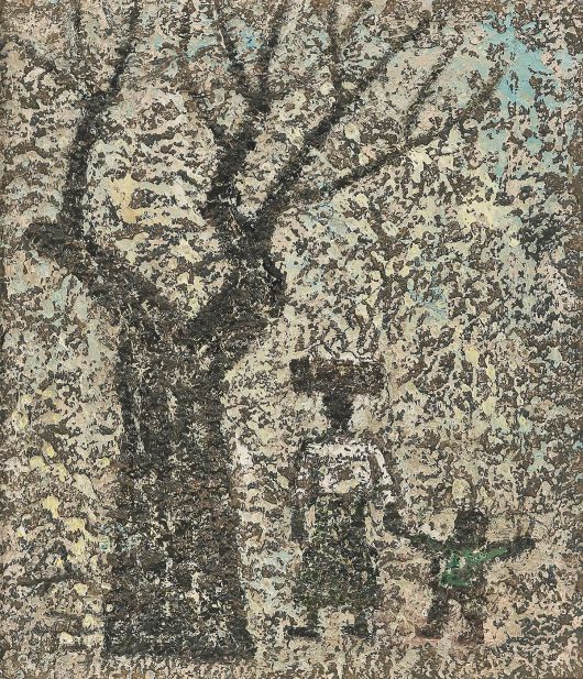 박수근, 나무와 행인, 1964. [서울옥션]