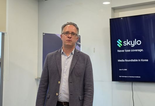 피트 살라디노 스카일로 글로벌 마케팅 총괄이 16일 서울 용산구에서 국내 첫 기자간담회를 열고 아시아 시장 진출 방안을 소개하고 있다. [권제인 기자/eyre@]